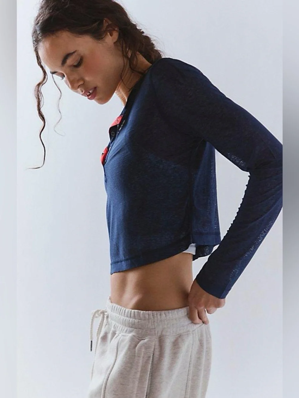 NWT! FP Free People Movement Sheer Pop Henley Sz Small & Medium